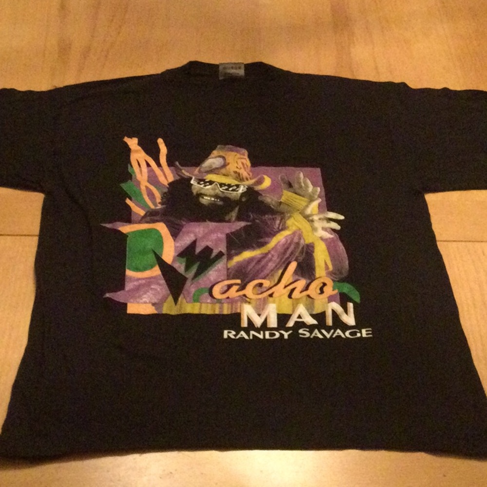 WWF Macho Man Randy Savage T-shirt Vintage Rare Black medium European Exclusive